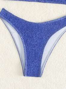 SHEIN Swim Solid Color Bikini Set Carnival Summer Beach - Blue - View 7