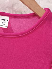 SHEIN Vestido Para Niña Preadolescente Con Cuello Redondo Casual Y Manga Con Capas Para Uso Diario