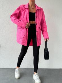 RueChic 素色前紐扣絎縫外套