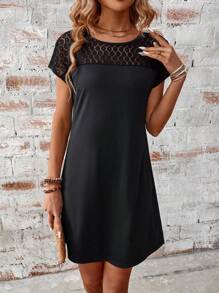 SHEIN LUNE Vestido Veraniego Casual Deportivo Con Encaje Negro Para Mujeres - Negro - Ver 4