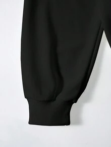 SHEIN EZwear Women'S Letter Print Crew Neck Sweatshirt - Black - View 3