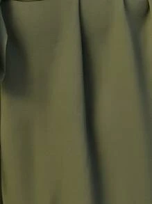 SHEIN LUNE Kích thước lớn Của phụ nữ Màu thuần tay cánh Áo sơ mi Romper - xanh quân đội - Xem 7