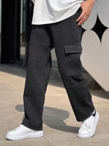 Manfinity Homme Men's Straight Leg Cargo Jeans - Black - View 4