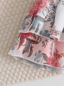 SHEIN 2pcs/Set Young Girl Floral Printed Cami Top And Pants Outfits