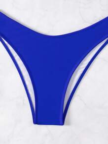 SHEIN Swim Conjunto de bikini separado con decoración floral y cuello de halter para damas, ideal para playa de verano