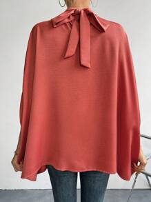 Chiquease Camisa De Manga Murciélago Con Color Sólido Para Mujer - Rosa Roja - Ver 2