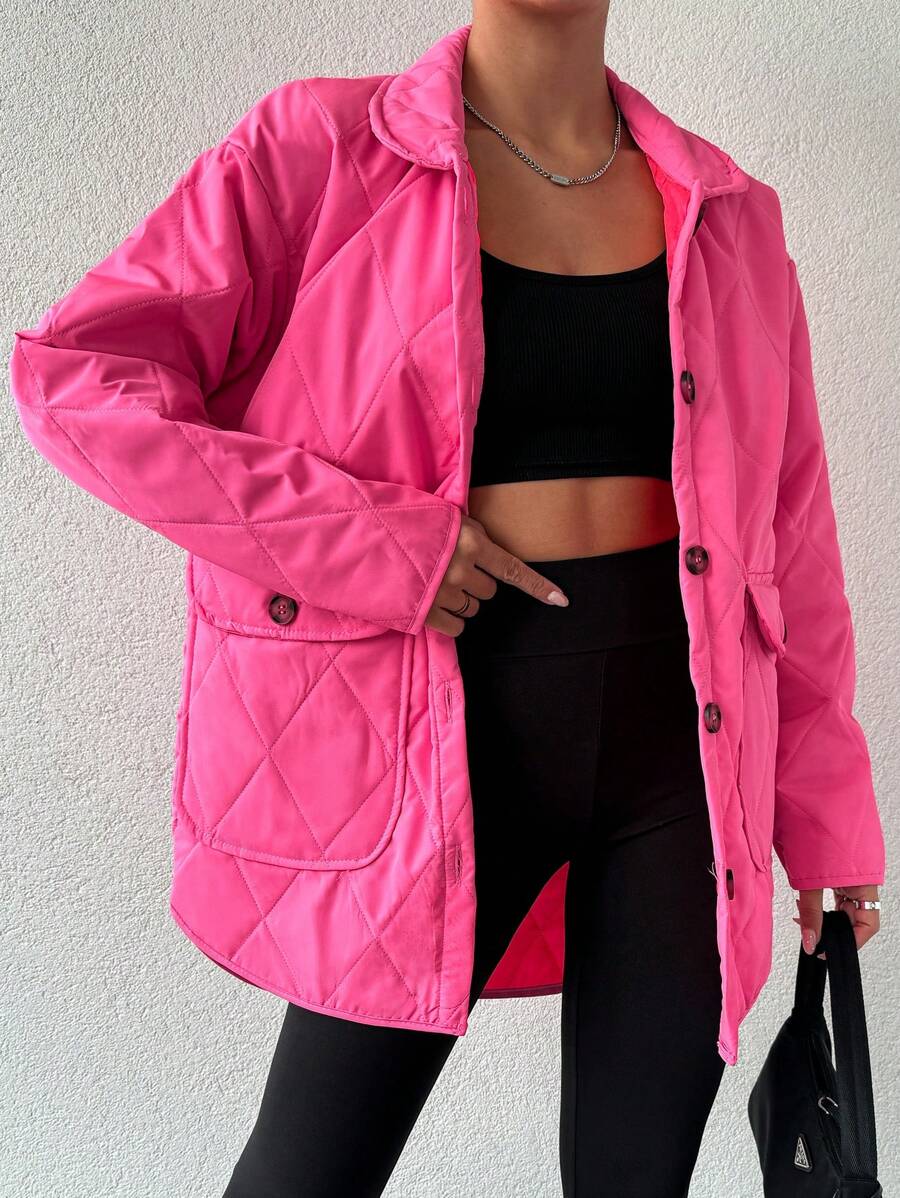 RueChic 素色前紐扣絎縫外套