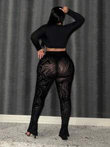 Slaydiva Plus Size Women'S Velvet Sheer Tights