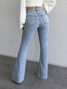 EURMUSE Casual Slim Fit Flare Leg Jeans - Light Wash - View 2
