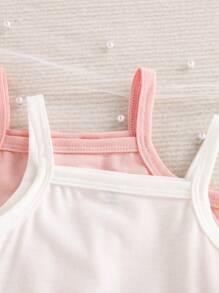 SHEIN 5 st/set bekväma och minimalistiska linnen för babyflickor, vår/sommar - Multifärgad - Visa 4