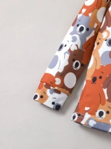 Young Boy Cartoon Bear Print 2pcs Snug Fit Sleepwear Set Matching Set - Multicolor - View 3