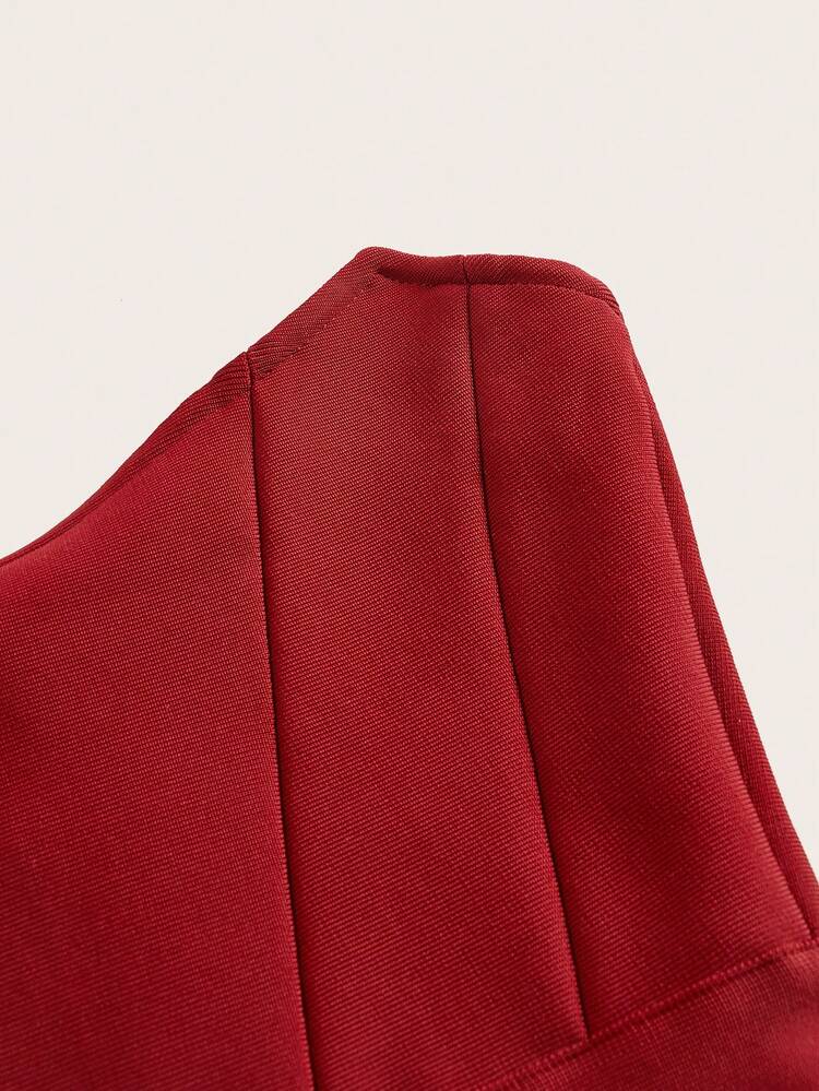 Valentine's Day Red Bandage Feather Tube Top High Slit Prom Dress