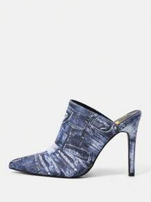 Women'S Fashion High Heel Mules - Black - View 3