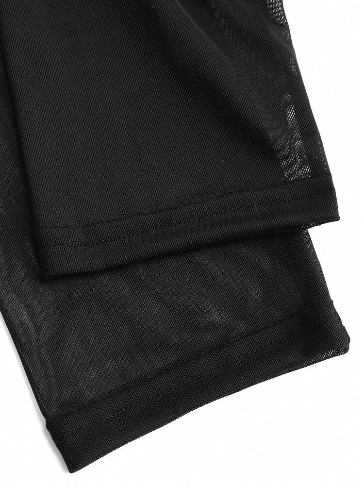 SHEIN Unity Kích thước lớn Quần bó Lưới Đầm tiệc rượu Với Xếp - trắng - Xem 5