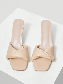 MOTF PREMIUM SQUARE TOE STILETTO HEELS SIMPLE DAILY WOMEN'S SANDALS - Apricot - View 7