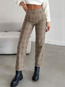 EURMUSE Pantalones Beige Para Mujer Con Diseño De Botones - Beis - Ver 3