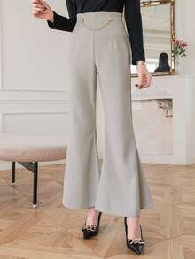 DAZY Của phụ nữ Màu thuần Quần loe Với dây chuyền Đồ trang trí - Màu xanh Bạc hà - Xem 5