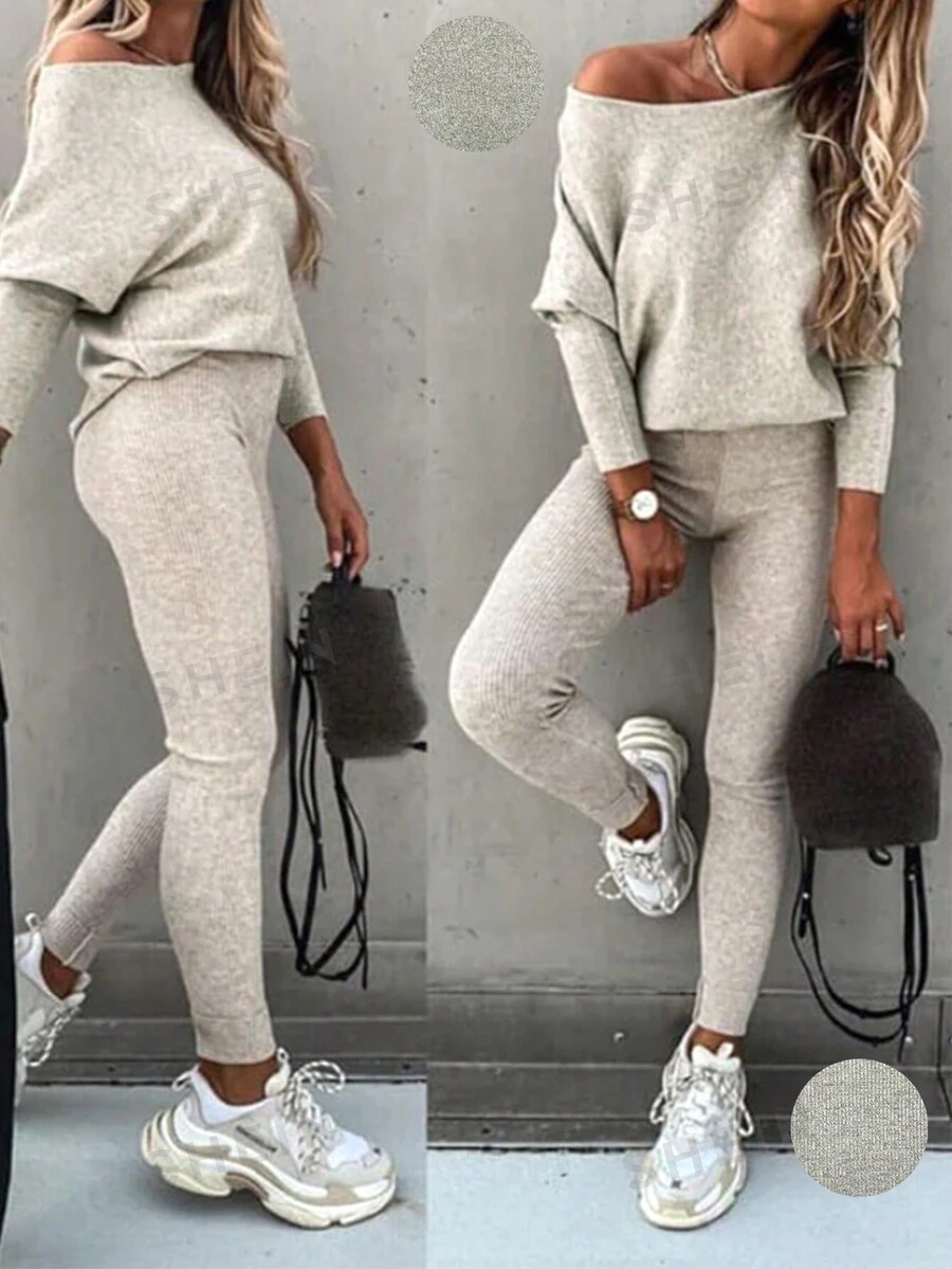 SHEIN Essnce Simple Solid Color Casual 2pcs/set Outfits | SHEIN UK