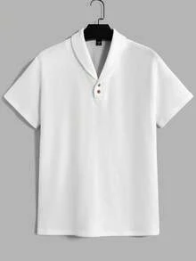 Manfinity Homme Nam Khăn quàng Ngắn tay Áo Và Quần short Dệt kim Giải trí 2 cái/bộ - trắng - Xem 3