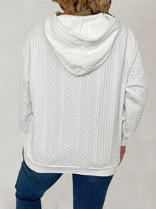 SHEIN Clasi 加大码爱心爪印落肩抽绳卫衣，适合毕业季、返校季、教师节等场合，秋冬新款。 - 白色 - 查看 2