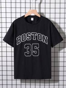 Tween Boy Street Style Cool Lightning & Letter Print Sleeveless Tee With Round Neck T-Shirt And Shorts Knitted 3pcs Set - Black - View 4