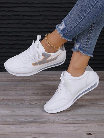 2025 Autunno scarpi sportivi sportive con lacci da donna, scarpe bianche alla moda e confortevoli per l'autunno