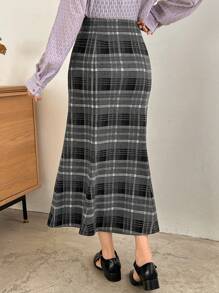 FRIFUL Women's Plaid Fish Tail Skirt - Black - View 2