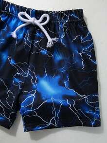 小男孩閃電印花泳褲 - 黑色 - 查看 3