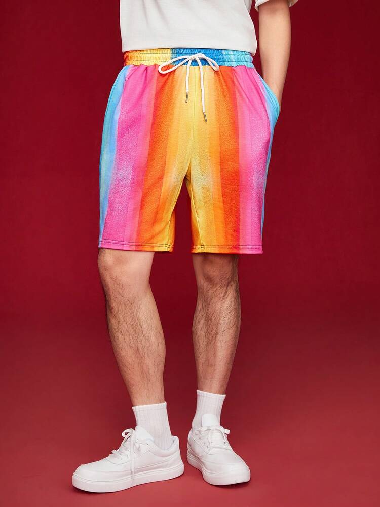 Men's Loose Fit Casual Hooded Short Sleeve T-Shirt And Shorts Set With Printed Design