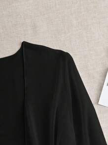 Swim Lushoire Summer Beach Women's Solid Color Kimono Jacket Music Festival - Black - View 4