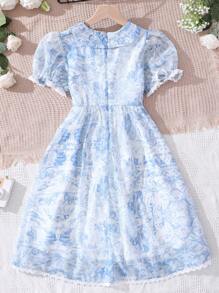 Tween Girls' Summer Chiffon Holiday Style Printed Sundress - Multicolor - View 2
