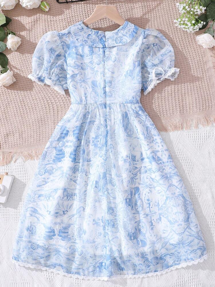 Tween Girls' Summer Chiffon Holiday Style Printed Sundress