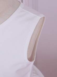 Vestido Largo Para Niñas Jóvenes Elegantes Y Magníficas Con Estampado Dorado De Múltiples Capas, Adecuado Para Fiestas De Cumpleaños, Fiestas Nocturnas, Actuaciones Y Bodas - Blanco - Ver 4