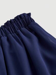 SHEIN MOD Jupe d'été en mousseline de soie à volants de couleur bleu foncé unicolore pour femmes