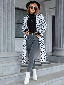 Eilly Bazar 女士假皮草外套 - 黑與白 - 查看 5