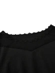 SHEIN Clasi Plus Size Mesh Panel Trumpet Sleeve Dress