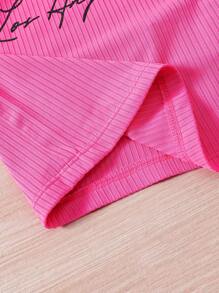 SHEIN Young Girl'S 2pcs/Set Fashionable Halter Neck Top With Letter Pattern