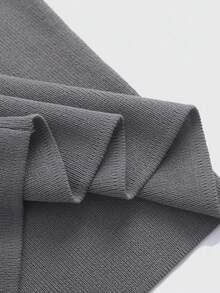 Camiseta corta de punto de costilla de unicolor y versátil informal - Gris - Ver 5