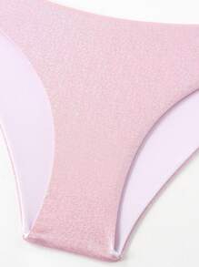 SHEIN Swim Women's Metallic Back Cross Cut Out Two-Piece Bikini Set Summer Beach