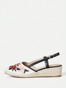 Styleloop Giày nữ đế nêm & dây & đế dày & chi tiết thêu & dép quai sau sành điệu cho giày đi nghỉ hè Giảm giá mùa hè Boho Feels - Nhiều màu - Xem 4