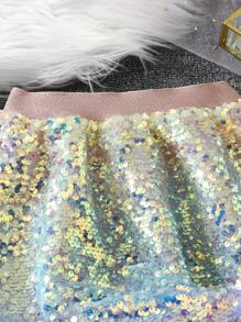 SHEIN Young Girl's Fashionable Sequin Ombre Skirt