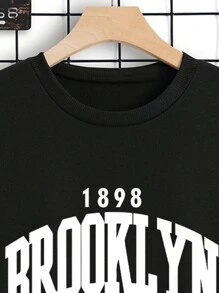 男裝大尺碼字母印花連帽衫和褲裝套裝 - 黑色 - 查看 5