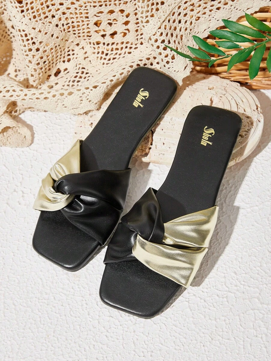 SheIn VCAY 女士拖鞋 - 黑色 - 查看 1