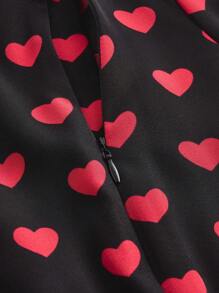 SHEIN Maternity Heart Print Nursing Dress - Red - View 7