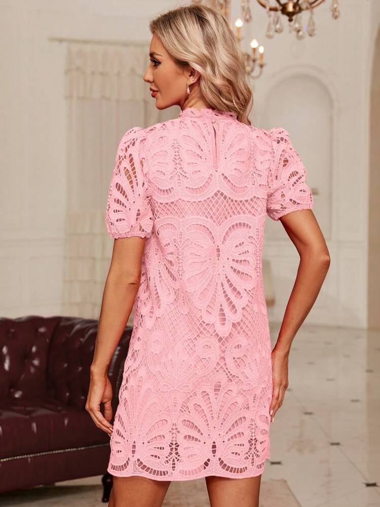 SHEIN Clasi Women's Pink Lace Dress | SHEIN USA