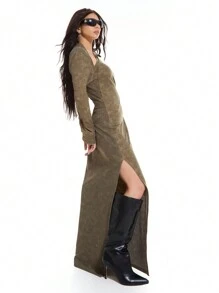 MUSERA Kleid mit gewaschener Kragen-Verzierung für Hochzeitsgäste, Sommer, elegant