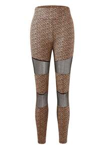 Teen Girl Sheer Leopard Print High Waisted Comfortable Elastic Leggings For Elegant - Multicolor - View 1