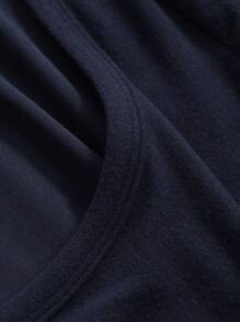 DAZY Áo thun tay dài ôm vừa vặn, quần áo mùa thu, quần áo trở lại trường - Màu xanh hải quân - Xem 3