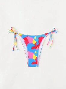 SHEIN Swim Full Print Side Tie Bikini Bottom Carnival Summer - Multicolor - View 3