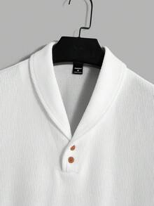 Manfinity Homme Nam Khăn quàng Ngắn tay Áo Và Quần short Dệt kim Giải trí 2 cái/bộ - trắng - Xem 5